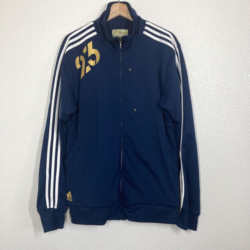 Adidas Jacket Mens Large Navy Blue LA Galaxy DB23 Beckham 25 Soccer Track 2009